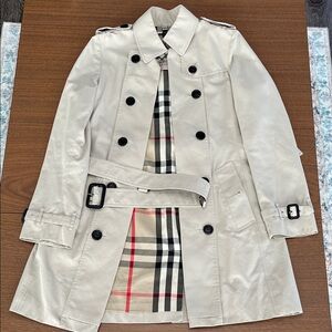 Burberry England Nova Check Pattern Trench Coat GBBURLIMCAS Size US 4